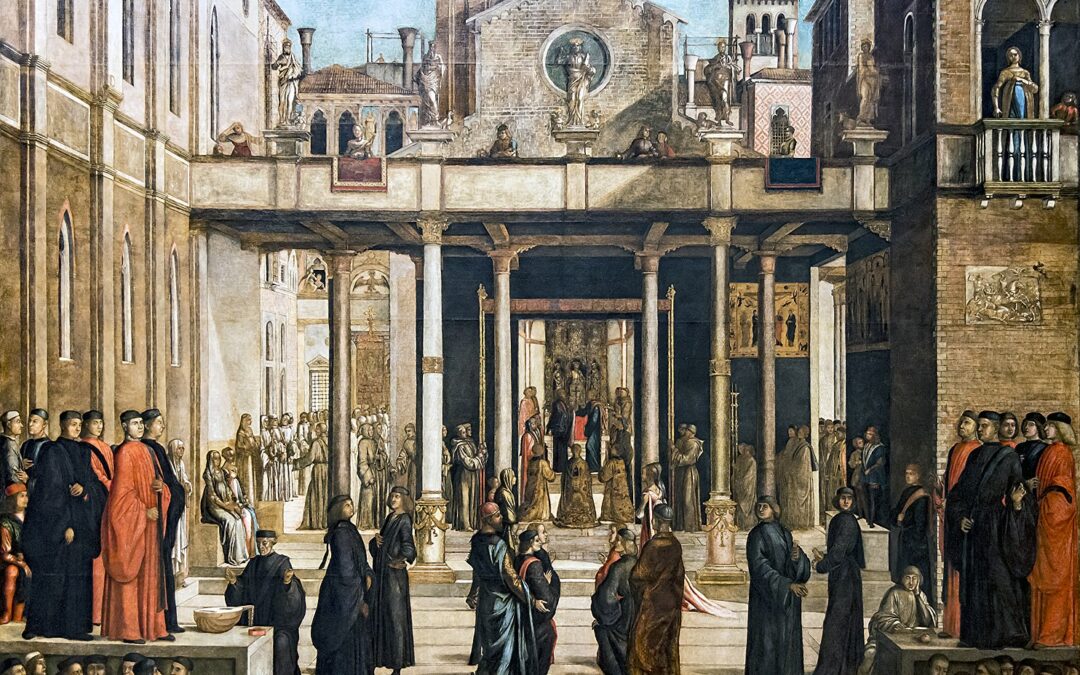 The Relic of the Holy Cross is offered to the Scuola Grande di San Giovanni Evangelista